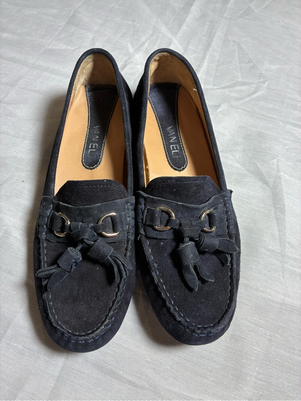 Vaneli Suede Tassel Loafers - Navy Blue Women’s size 8 A Narrow